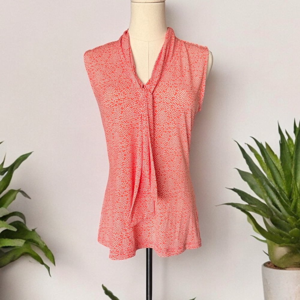 Banana Republic Orange Dotted Sleeveless Tank in Size Petite Medium